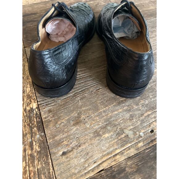 Zelli Made in Italy Ostrich Quill Oxford Casual Dress Shoes Size 8 M JL - Picture 4 of 8